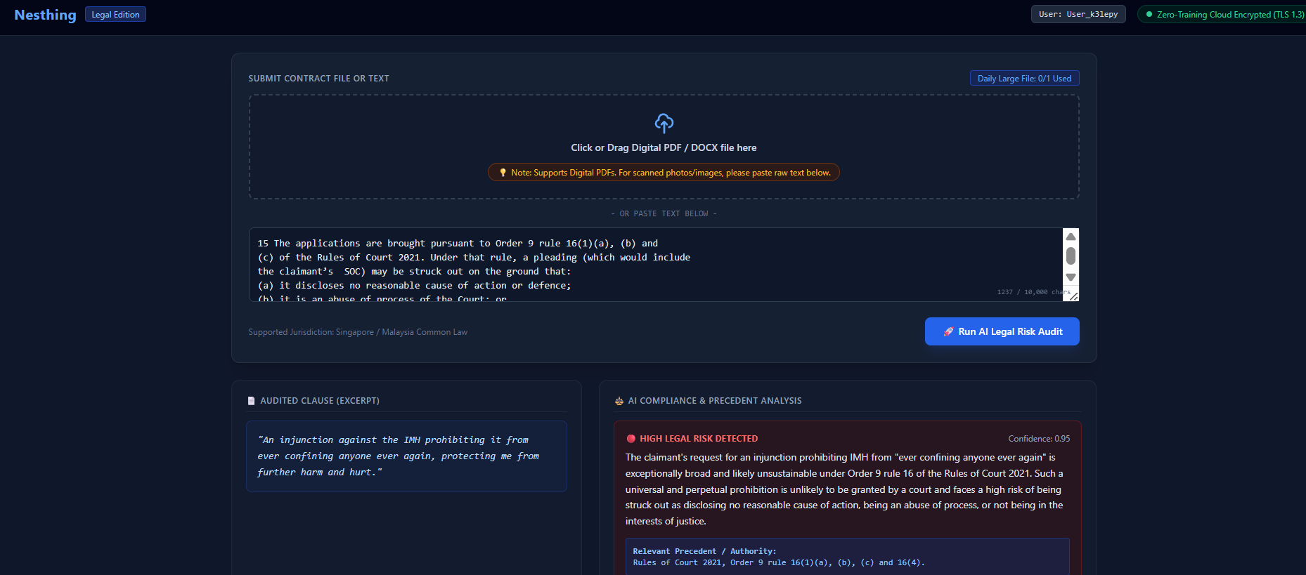 Nesthing Legal AI Audit Portal Preview